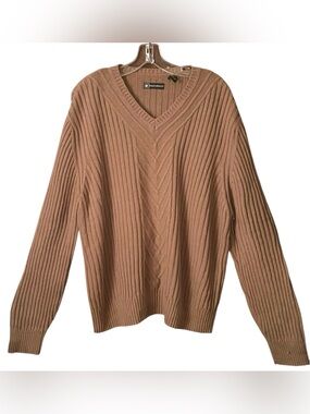 Bacharch Electric grandpa preppy slouchy V-neck cable front sweater. SZ.XXL